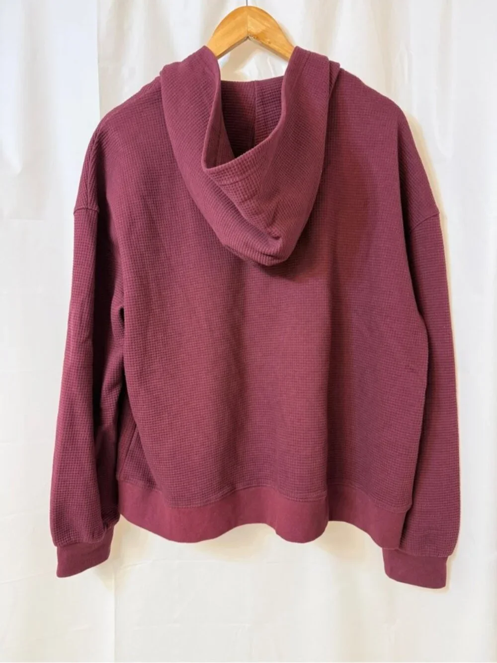 Brunette The Label Waffle Full Zip Hoodie Burgundy Medium Large